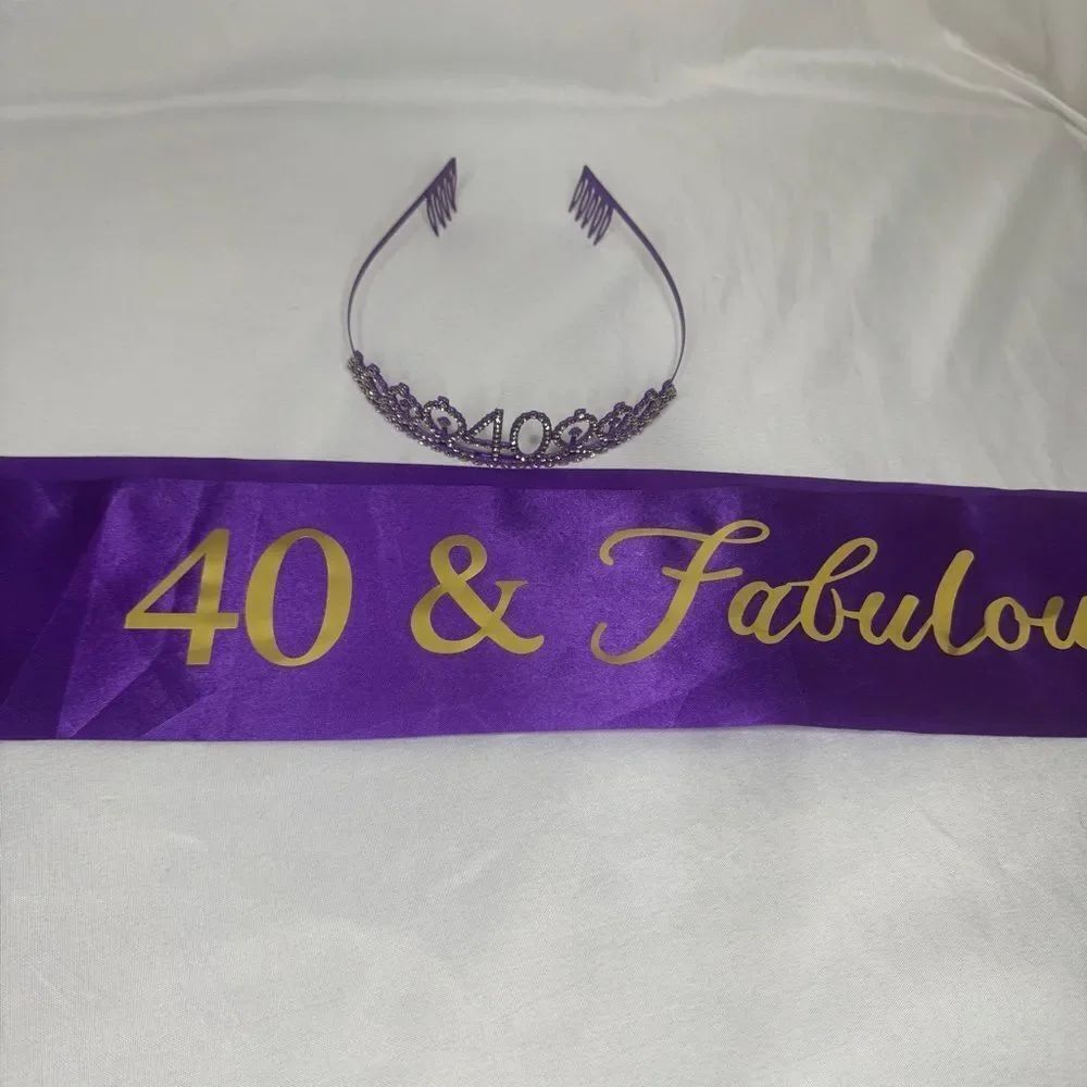 40 & Fabulous Sash With Bedazzled Tiara